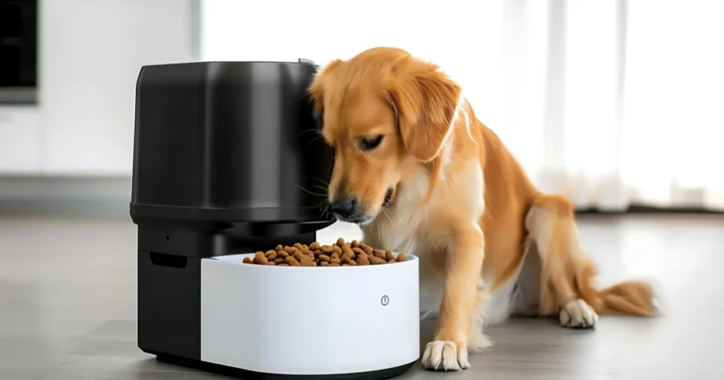 View of automatic smart feeder for household Dogs