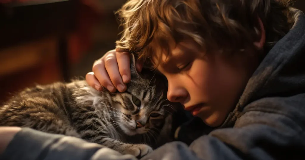 cat got love by his owner after FVRCP Vaccine